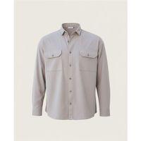 Çift Cepli İnce Fitilli Erkek Kadife Gömlek - Taş