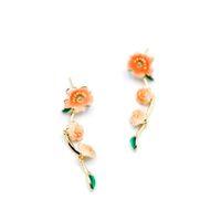 Mineli Çiçek Küpe - Turuncu