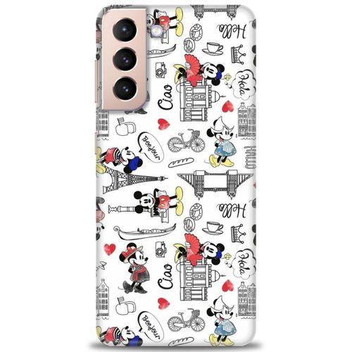 Samsung Galaxy S21 Plus Kılıf HD Baskılı Kılıf - Mickey Şehirde + Tam Ekran Koruyucu