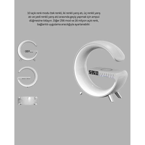 Kablosuz Şarjlı Atmosfer Lambası Bluetooth Hoparlör Ve Akıllı Alarm Özellikli
