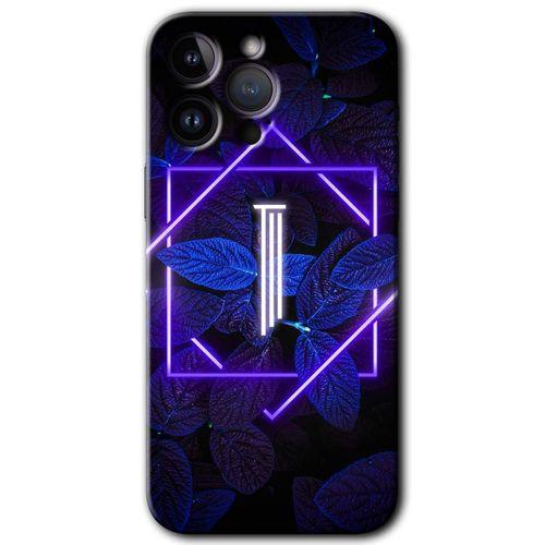 Potkal Hediye Fabrikası iPhone 14 Pro Max Kılıf HD Desen Baskılı Arka Kapak - Dark Neon Yaprak H Harfi