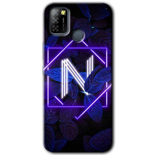 İnfinix Smart 5 Kılıf HD Desen Baskılı Arka Kapak - Dark Neon Yaprak N Harfi