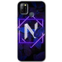 İnfinix Smart 5 Kılıf HD Desen Baskılı Arka Kapak - Dark Neon Yaprak N Harfi