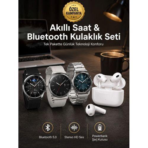 Aynalı Bluetooth Kulaklık Yeni Nesil Akıllı Saat Titreşimli Nabız Ölçer Spor Modları