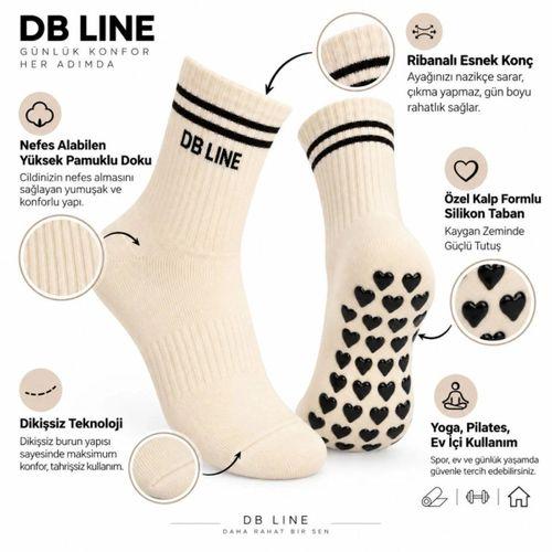 Db Lıne Kaydırmaz Yoga Pilates Çorabı | Pamuklu Silikon Taban, Barre Stüdyo Spor