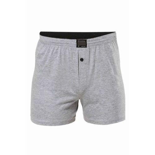 Düğmeli Pamuklu Erkek Penye Boxer Büyük Beden Gri - 1278A