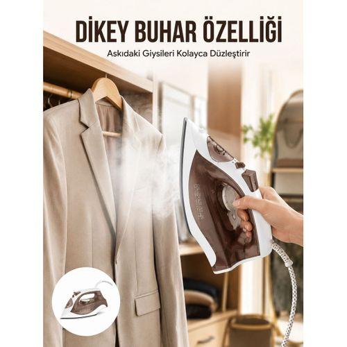 Kahverengi Buharlı Ütü 2200w Sürekli Buhar 120 G Şok Buhar