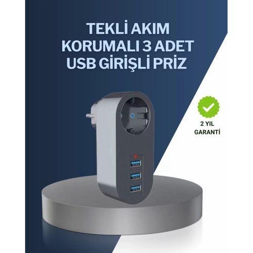 Çocuk Korumalı Termal Priz – 3'lü Usb Şarj Ve Akım Koruması