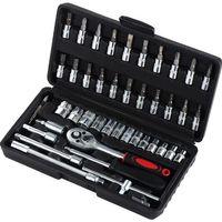 ZHLTOOLS 46 Parça Soket Seti, 1/4 inç Tahrik Cırcır Soket Anahtarı Sürücü Uçları Metrik Set