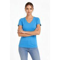 T-Shirt V Yaka Slim Fit Likralı Tişört Günlük Basic Body - Açık Mavi
