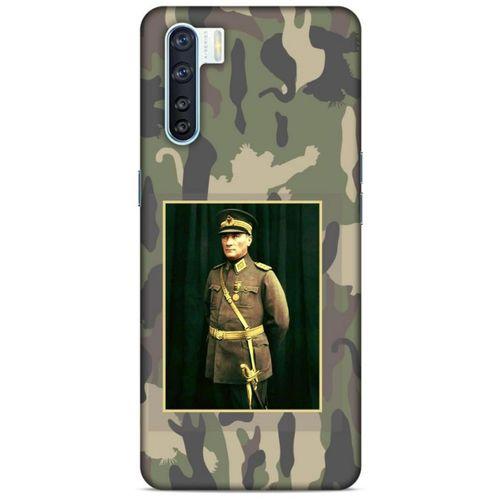 Oppo A91 Kılıf Atatürk (13) Silikon Kap Kamuflaj