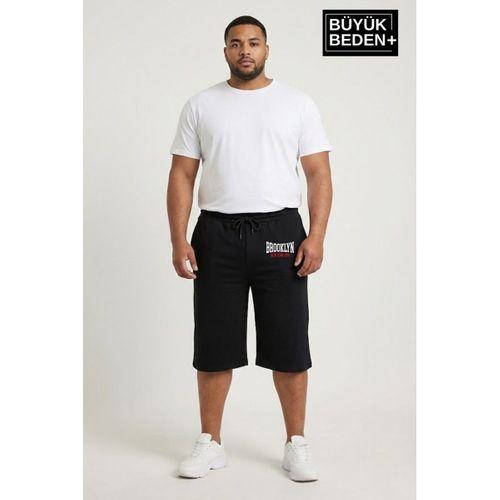 Büyük Beden Erkek 3XL-6XL Rahat Kalıp Cepli Brooklyn 1970 Baskılı Penye Kapri  Şort SPR26BSR591-03