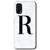 Realme 7 Pro Kılıf HD Desen Baskılı Arka Kapak - Beyaz Mermer Desenli R Harfi