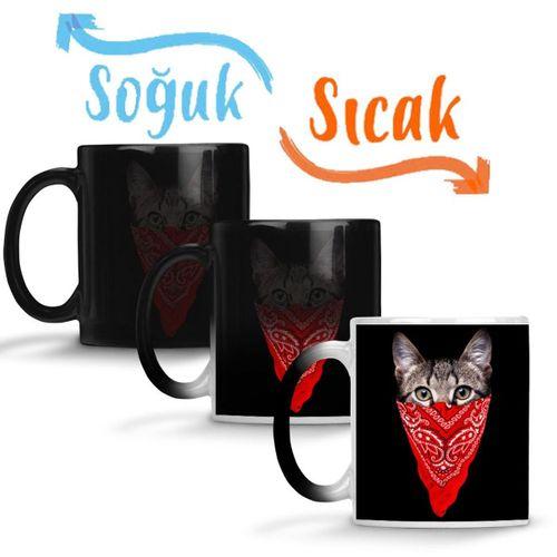 Gangster Cat Kedi Sihirli Kupa Bardak Porselen
