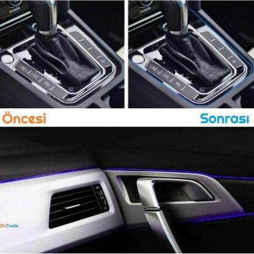 Zhltools Mavi Araba Oto Trim Dekorasyon Şeridi Kauçuk Elastik Kolay Kurulum 5 metre Şerit Bant
