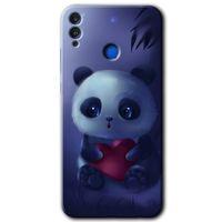 MRCİLETİSİM Honor 8x Kılıf HD Desen Baskılı Arka Kapak + Temperli Cam - Bebek Panda
