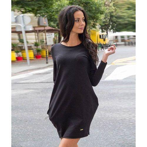 Kadın Uzun Kollu Bisiklet Yaka Cep Detay Etek Ucu Volanlı Iki Iplik Elbise