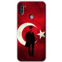 Galaxy A11 Kılıf HD Desen Baskılı Arka Kapak - Atatürk Bayrak + Kırılmaz Cam