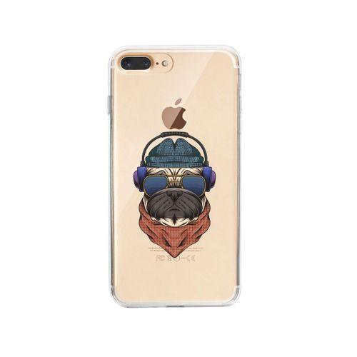 iPhone 8 Plus Pug Desenli Premium Şeffaf Silikon Kılıf