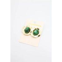 Taşlı Metal Küpe - Yeşil