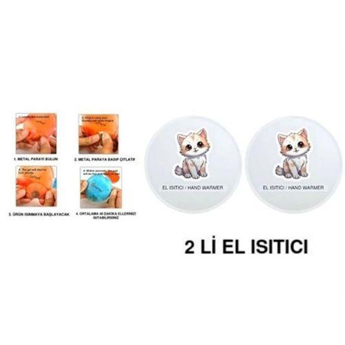 Sevimli Kedi Cep Sobası,El Isıtıcı,2 Adet Sıcak Su Torbası Pvc  9Cm