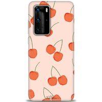 Huawei P40 Pro Kılıf HD Baskılı Kılıf - Büyük Kirazlar + Tam Ekran Koruyucu