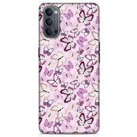 Oppo Reno 4 Kılıf Kelebek Etkisi (2) Kabı Mor Beyaz