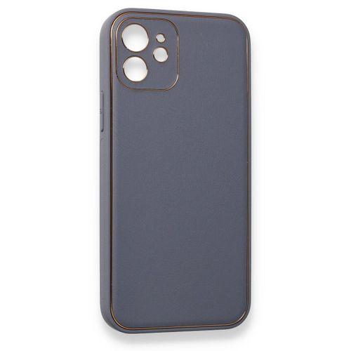 iPhone 12 Mini Kılıf Coco Deri Silikon Kapak - Gri