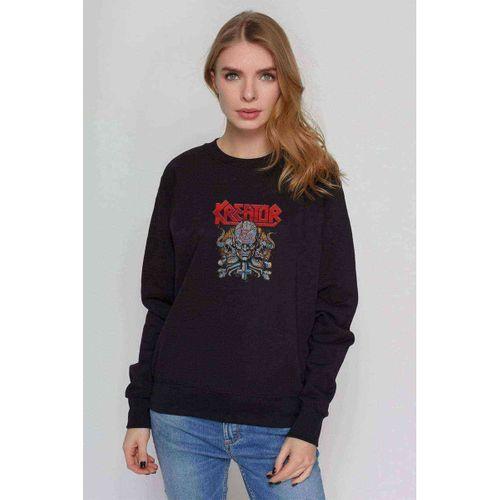 Kreator Baskılı Siyah Kadın Sweashirt