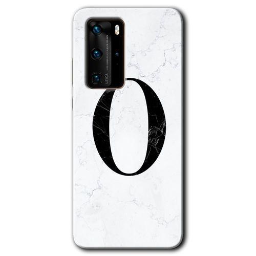 Huawei P40 Pro HD Baskılı Kılıf + 9D Tam Ekran Koruyucu - Beyaz Mermer Desenli O Harfi
