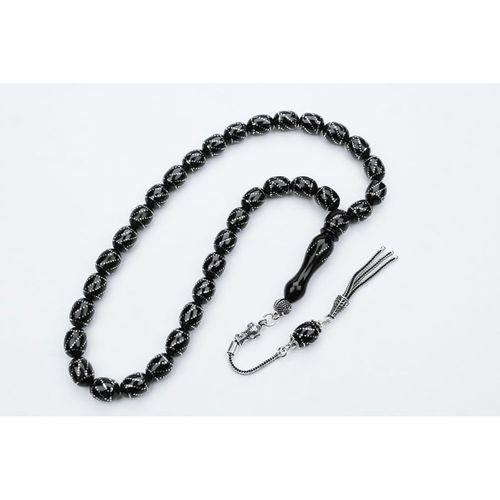 Oltu Taşı Beyzi Çemberli Burgu İşlemeli Tespih