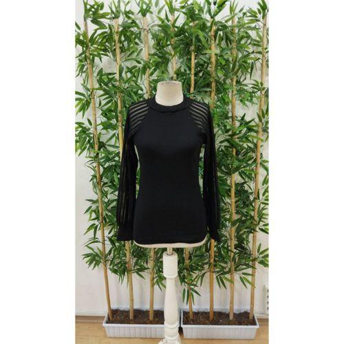 Kadın Uzun Kollu Tül Detaylı Bisiklet Yakalı Kaşkorse Bluz