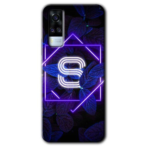 Vivo Y51 Kılıf HD Desen Baskılı Arka Kapak - Dark Neon Yaprak S Harfi + Kırılmaz Cam