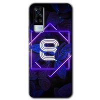 Vivo Y51 Kılıf HD Desen Baskılı Arka Kapak - Dark Neon Yaprak S Harfi + Kırılmaz Cam