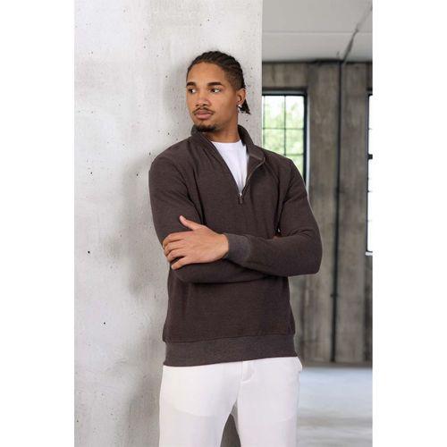 Lars Selanik Örme Kumaş Yarım Fermuar Erkek Sweatshirt - Kahve