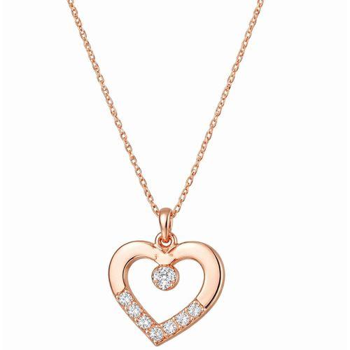 Gümüş Rose Minik Kalpli Tektaş Kadın Kolye