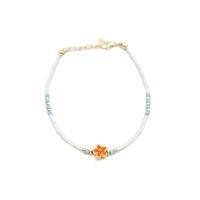 Boncuklu Çiçek  Halhal - Turuncu