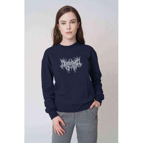 Most Awesome Black Metal Rock Baskılı Indigo Mavi Kadın Sweatshirt