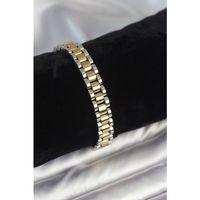 316L Çelik Gold ve Gümüş Renk 9 mm Kalınlık Erkek Bileklik - TJ-EB3769