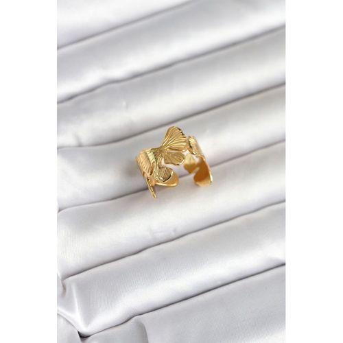 316L Çelik Gold Renk Lotus Model Kadın Yüzük