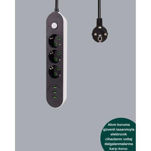 3 Usb Portlu Üçlü Priz Cxe103