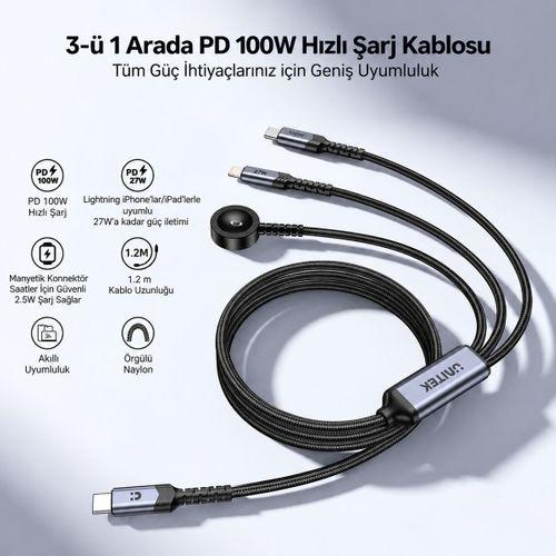 UNITEK USB-C 3' U 1 ARADA 100 W HIZLI SARJ KABLOSU 1.2M (C14180AGY01-1.2M)