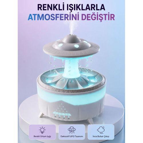 Rgb Işıklı Yağmur Efektli Hava Nemlendirici 350 Ml Sessiz Çalışma Uzaktan Kumanda