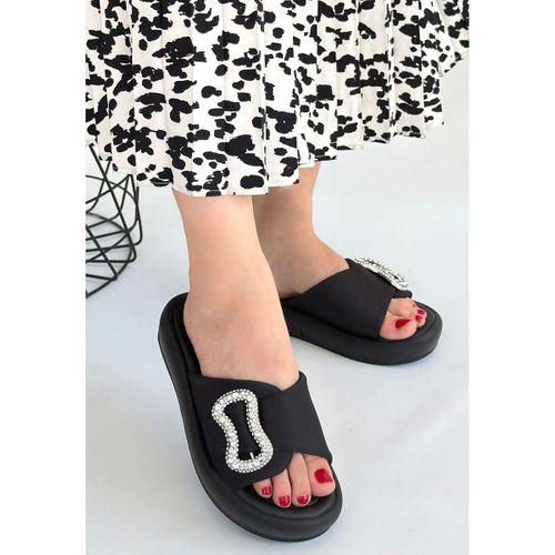 Rale Siyah Streç Tokalı Terlik