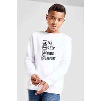 Pubg Eat Sleep Pubg Repeat Baskılı Unisex Çocuk Beyaz Sweatshirt