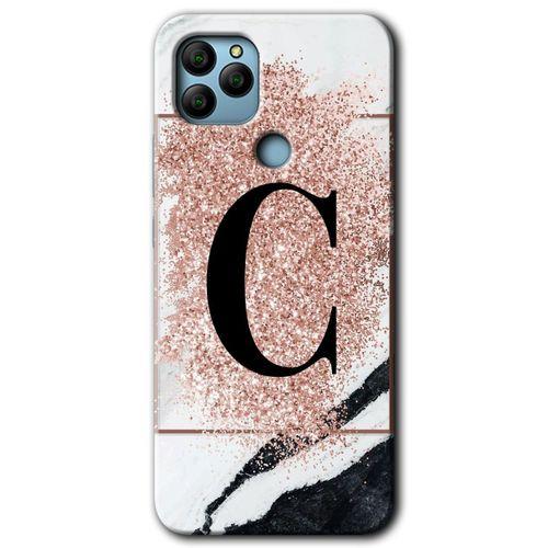 Potkal Hediye Fabrikası General Mobile GM 22 Plus Kılıf HD Desen Baskılı Arka Kapak - Pembe Mermer Desenli C Harfi