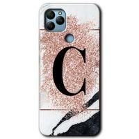 Potkal Hediye Fabrikası General Mobile GM 22 Plus Kılıf HD Desen Baskılı Arka Kapak - Pembe Mermer Desenli C Harfi