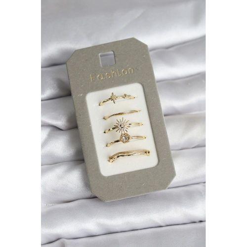 Pirinç Gold Renk 5'li Yüzük Seti