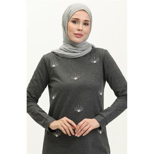Bisiklet Yaka Uzun Tunik Pantolon Sade Basic Spor Takımı - 03050.017 - Antrasit