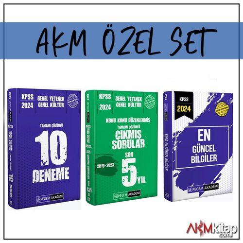 Pegem Yayınları KPSS 2024 Çıkmış Sorular 10 lu Deneme ve Güncel Bilgiler Seti 3 Kitap